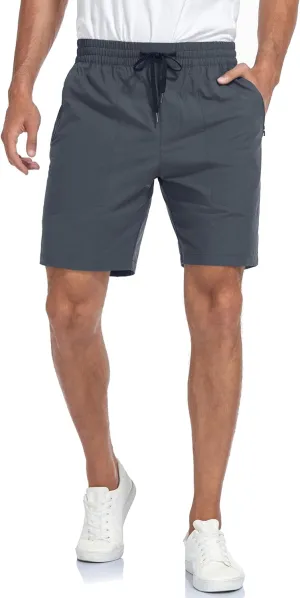 Men's Athletic Running Shorts Quick Dry Workout Shorts 8" Lightweight Sports Gym Shorts with Zipper Pockets