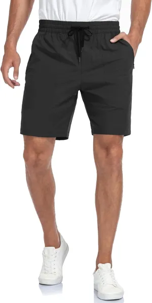 Men's Athletic Running Shorts Quick Dry Workout Shorts 8" Lightweight Sports Gym Shorts with Zipper Pockets