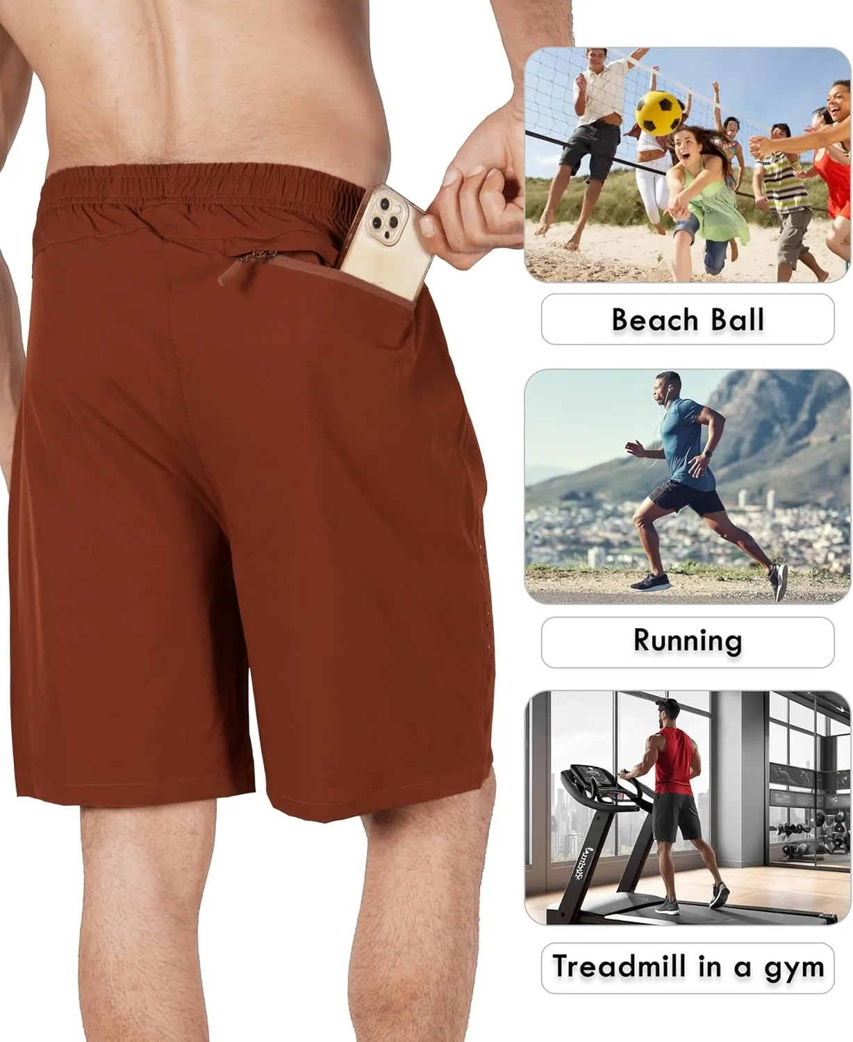 Men's Athletic Running Shorts Quick Dry Workout Shorts Lightweight Sports Gym Basketball Shorts Hiking