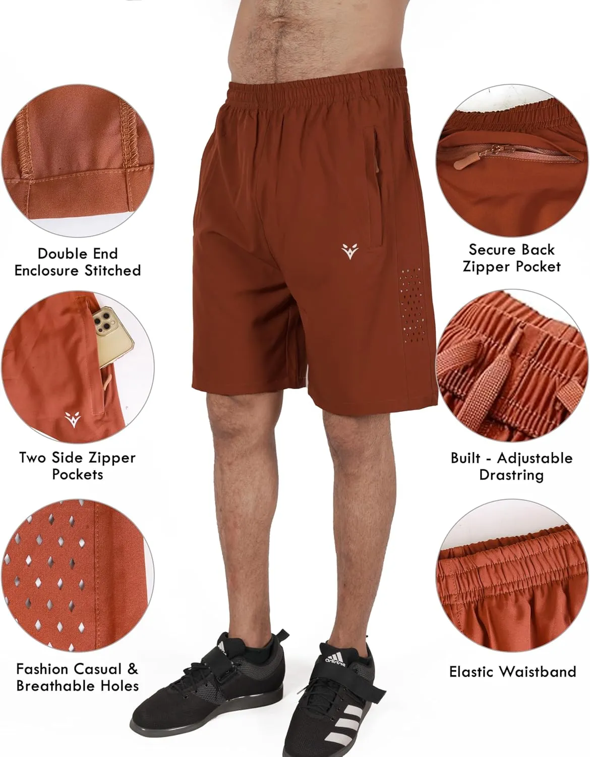 Men's Athletic Running Shorts Quick Dry Workout Shorts Lightweight Sports Gym Basketball Shorts Hiking