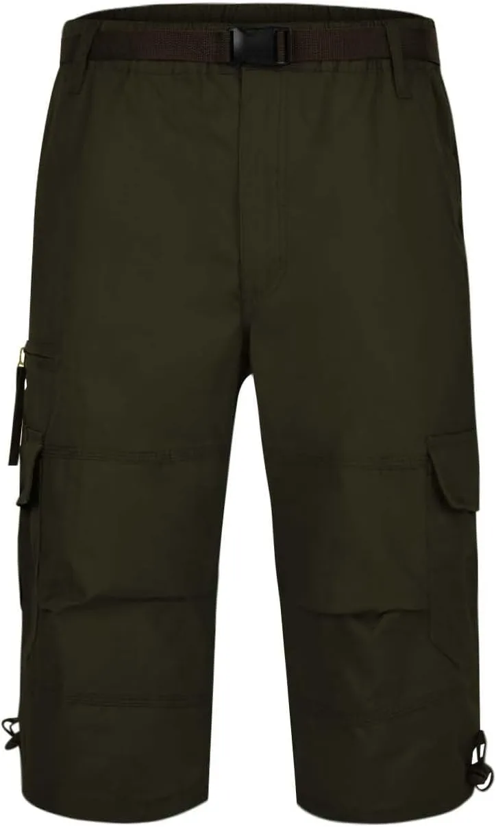 Men's Belted Cargo Shorts Men's Cargo Shorts Elastic Waistband Drawstring Casual Cotton Shorts Relaxed Fit Work Shorts