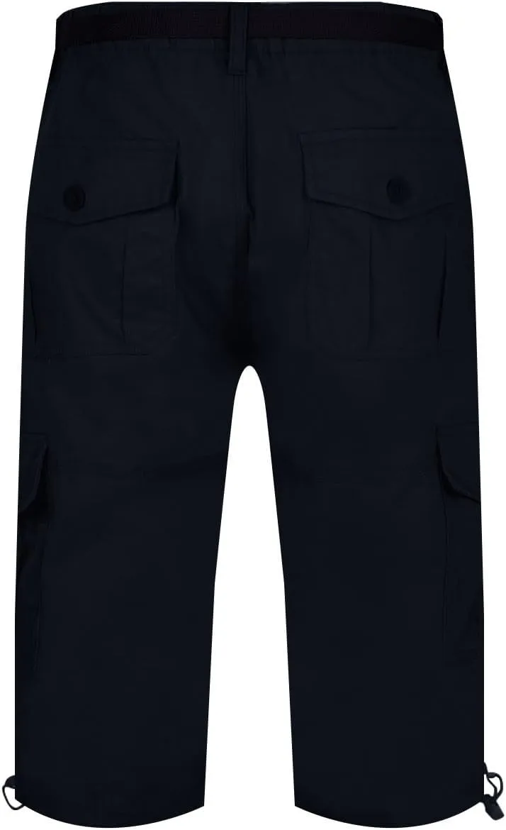 Men's Belted Cargo Shorts Men's Cargo Shorts Elastic Waistband Drawstring Casual Cotton Shorts Relaxed Fit Work Shorts