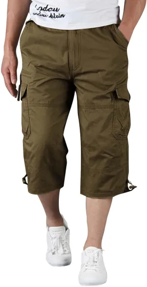 Men's Belted Cargo Shorts Men's Cargo Shorts Elastic Waistband Drawstring Casual Cotton Shorts Relaxed Fit Work Shorts