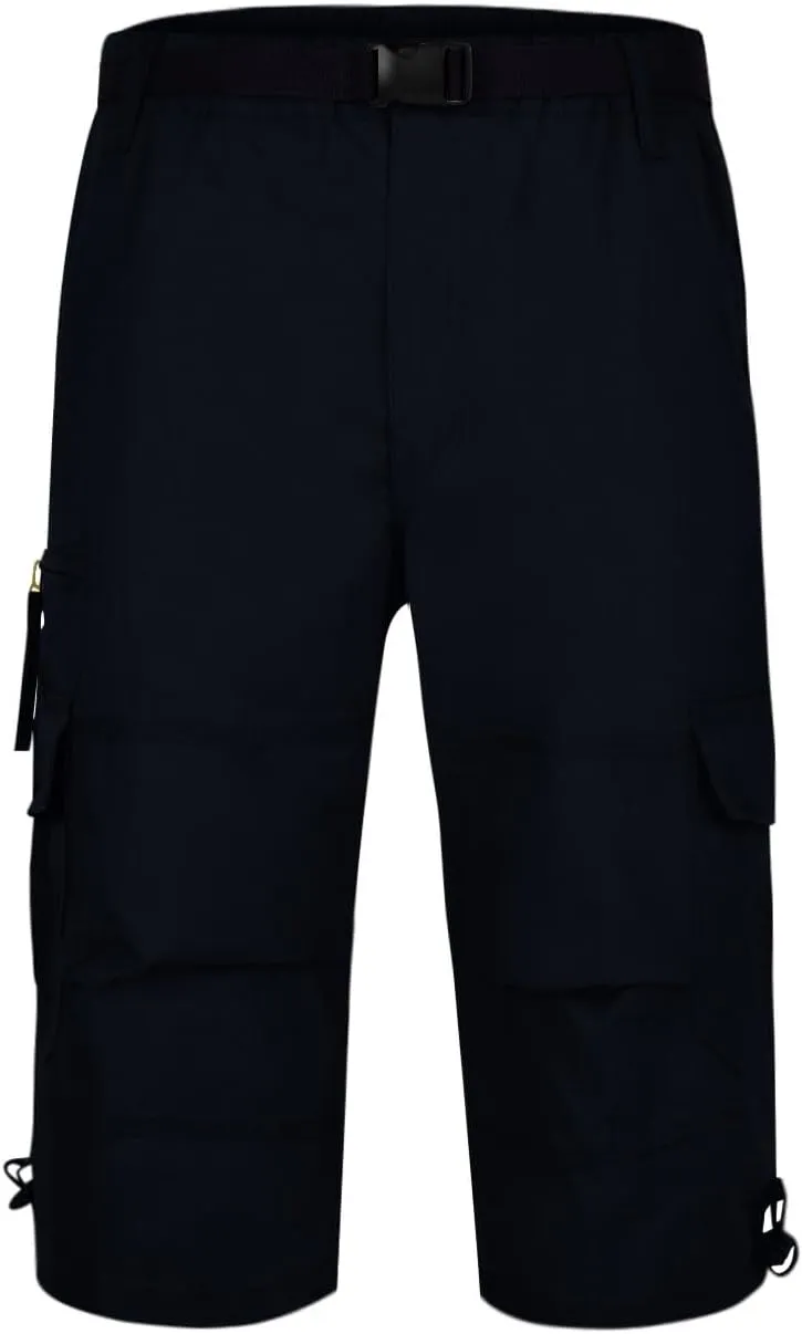Men's Belted Cargo Shorts Men's Cargo Shorts Elastic Waistband Drawstring Casual Cotton Shorts Relaxed Fit Work Shorts