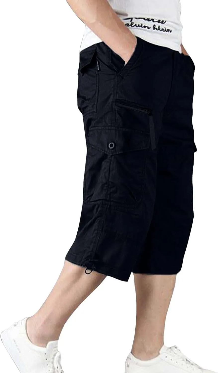 Men's Belted Cargo Shorts Men's Cargo Shorts Elastic Waistband Drawstring Casual Cotton Shorts Relaxed Fit Work Shorts