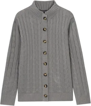Mens Business Casual Button Down Long Sleeve Wool Blend Cable Knitting Cardigan Sweaters