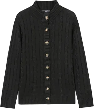 Mens Business Casual Button Down Long Sleeve Wool Blend Cable Knitting Cardigan Sweaters