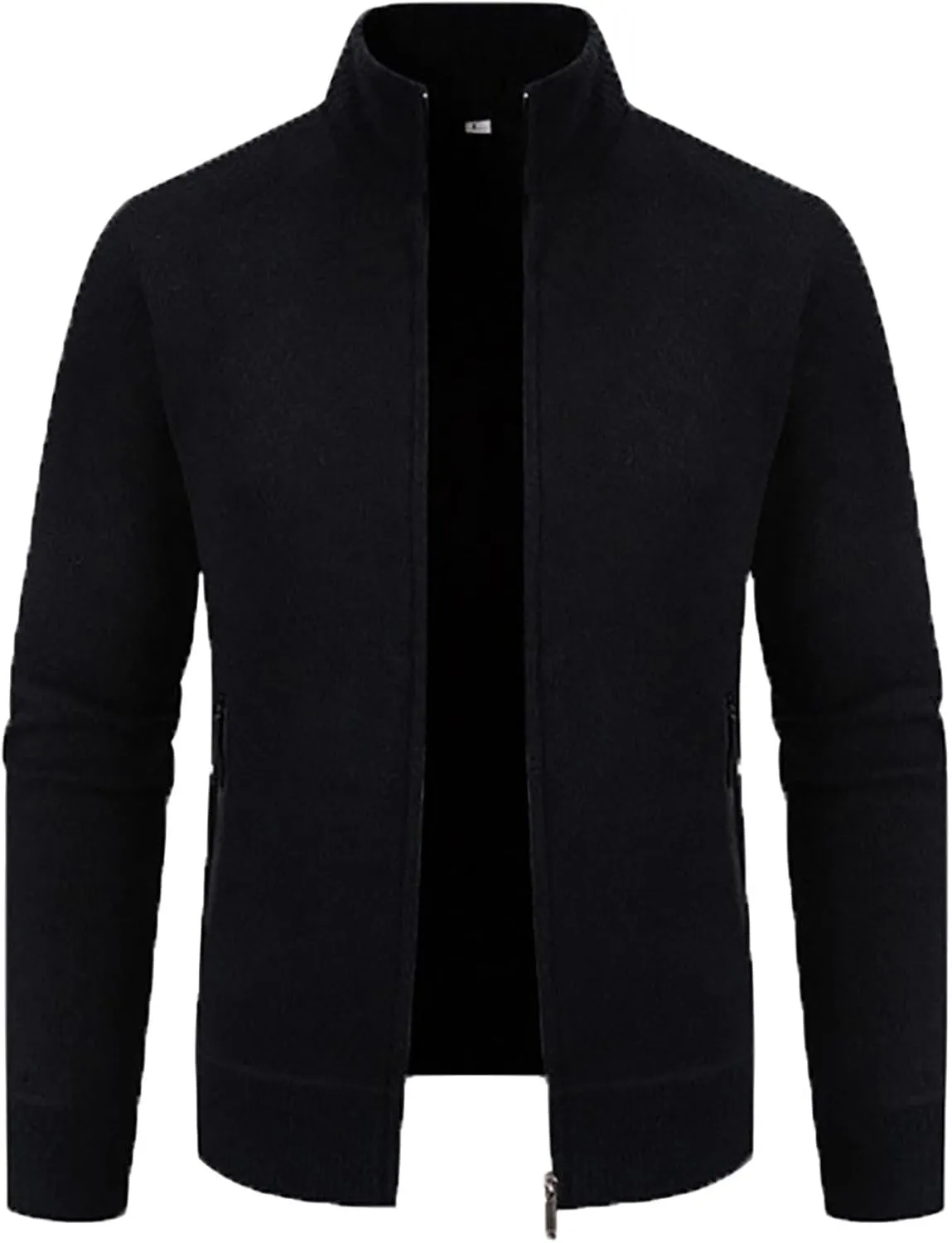 Men's Cardigan Jackets Full Zip Up Stand Collar Slim Fit Cable Knitted Sweaters Long Sleeve Slim Fit Sweater Coat