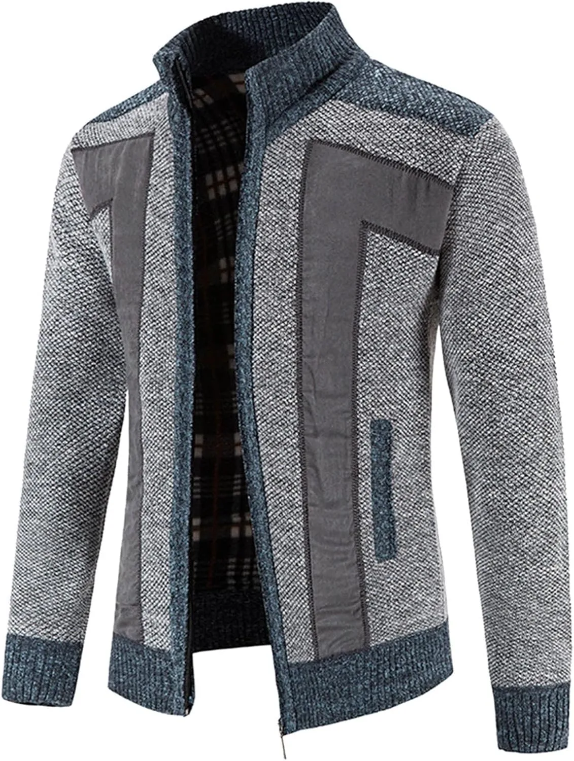 Mens Cardigan, Mens Sweater Cardigan Full Zip Knitted Long Sleeve Sweaters Men Workout Outfits Fleece Warm Jackets