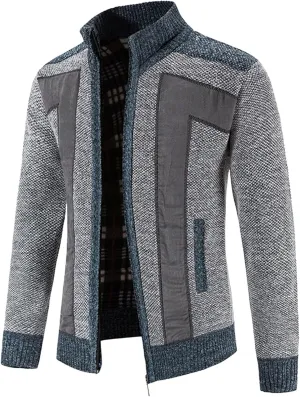 Mens Cardigan, Mens Sweater Cardigan Full Zip Knitted Long Sleeve Sweaters Men Workout Outfits Fleece Warm Jackets