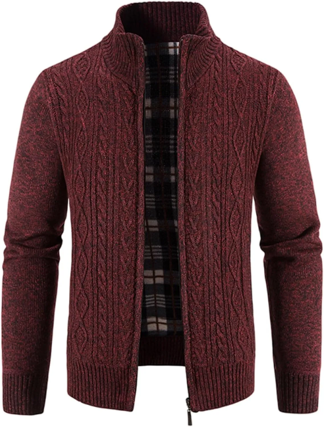 Men's Cardigan Sweaters Button Down Cable Knit Sweater Ribbed Sweater Stand Collar Sweaters Open Front Cardigan