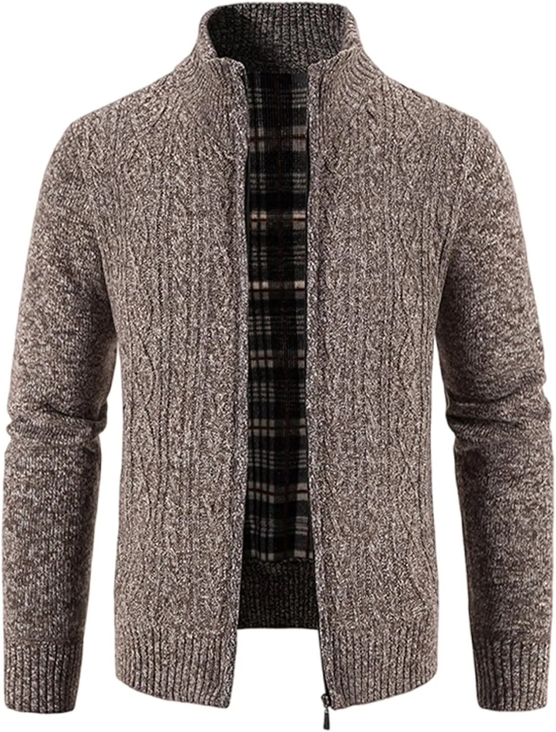 Men's Cardigan Sweaters Button Down Cable Knit Sweater Ribbed Sweater Stand Collar Sweaters Open Front Cardigan