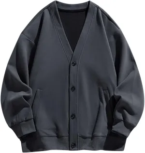 Men's Cardigan Sweaters Button Down Sweater Drop Shoulder Cardigan Plus Size Warm Sweater V Neck Sweater Jacket