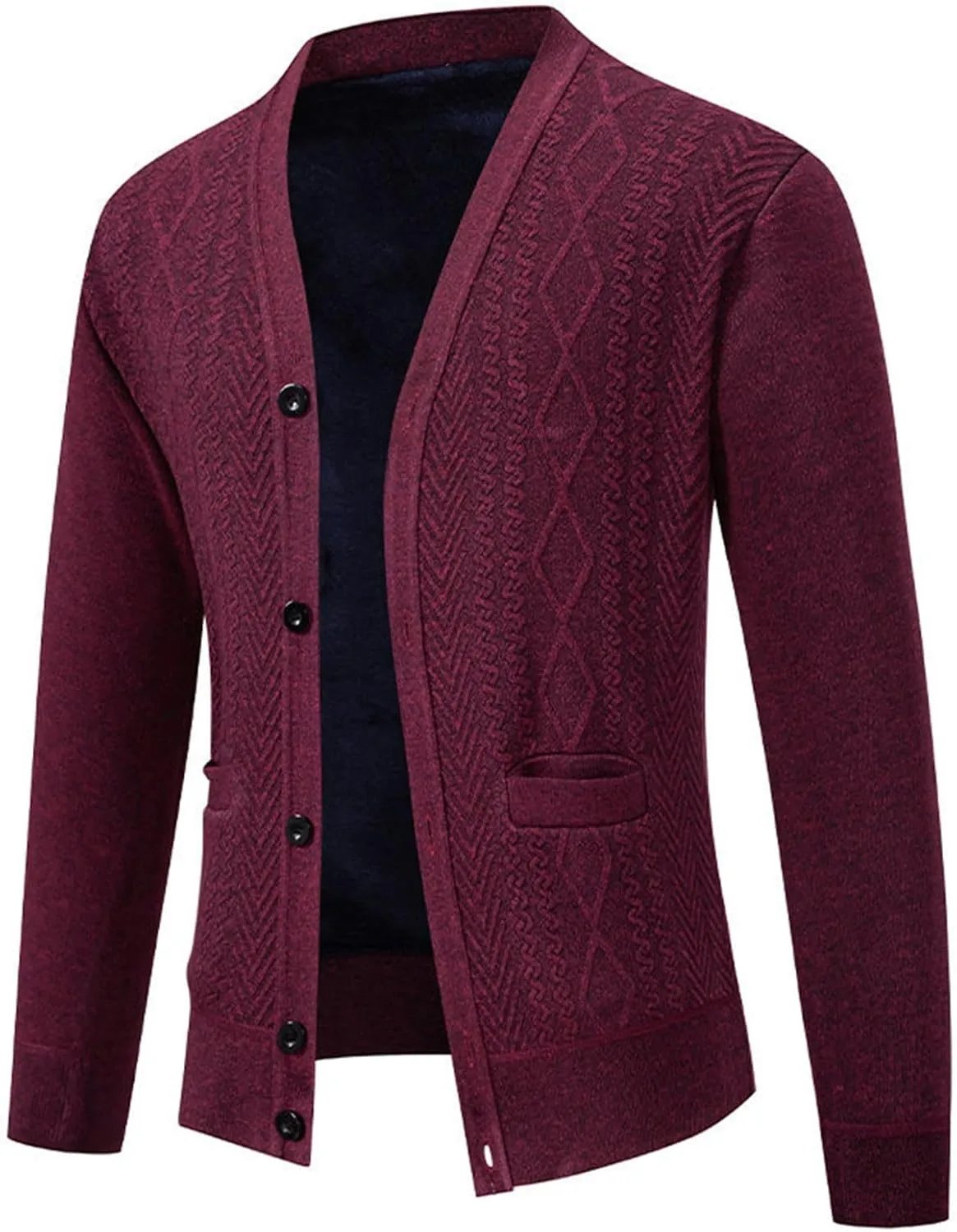 Men's Cardigan Sweaters Cable Knit Cardigan Button Down Knit Sweater Open Front Cardigan V Neck Sweater with Pockets