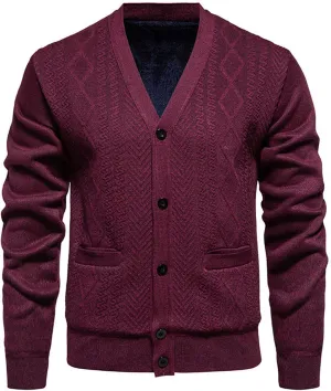 Men's Cardigan Sweaters Cable Knit Cardigan Button Down Knit Sweater Open Front Cardigan V Neck Sweater with Pockets