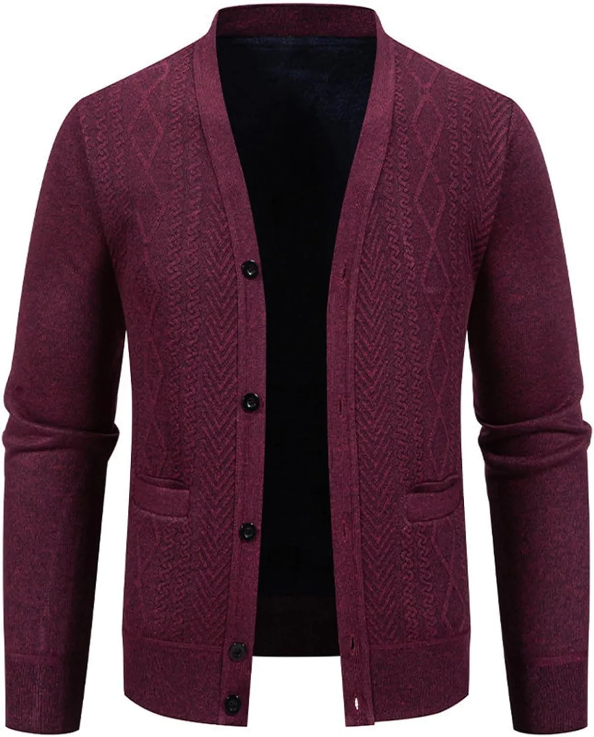 Men's Cardigan Sweaters Cable Knit Cardigan Button Down Knit Sweater Open Front Cardigan V Neck Sweater with Pockets