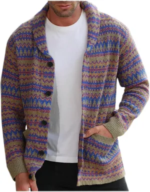 Men's Cardigan Sweaters Cable Knit Sweater Button Down Cardigan Color Block Sweater Open Front Cardigan Fashion Jackets