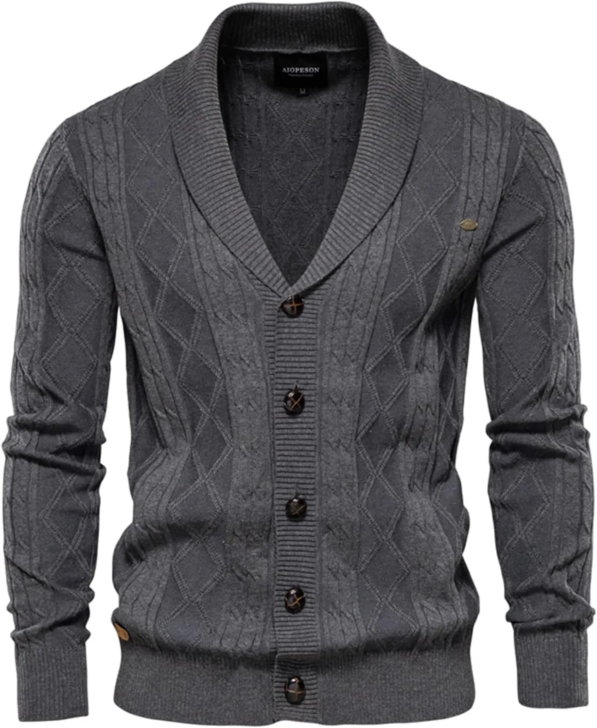 Men's Cardigan Sweaters V-Neck Button Down Sweaters Long Sleeve Cable Knited Coat Thicken Warm Fashion Coat Tops