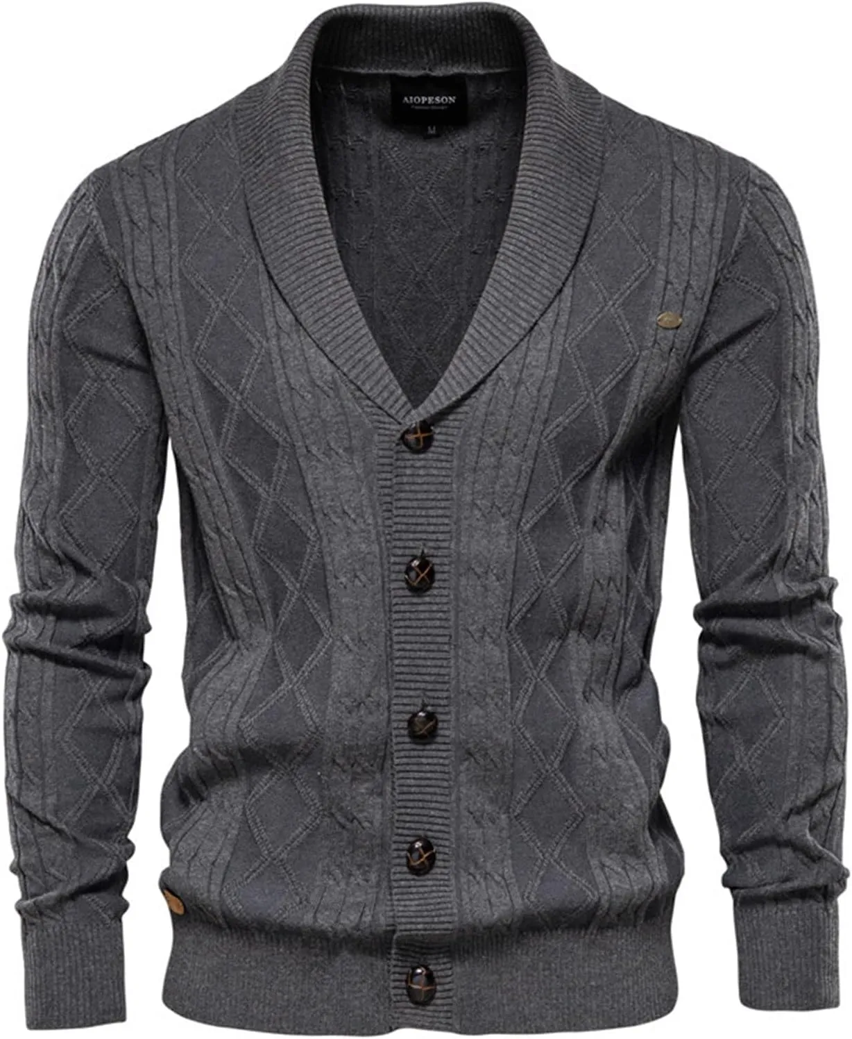 Men's Cardigan Sweaters V-Neck Button Down Sweaters Long Sleeve Cable Knited Coat Thicken Warm Fashion Coat Tops