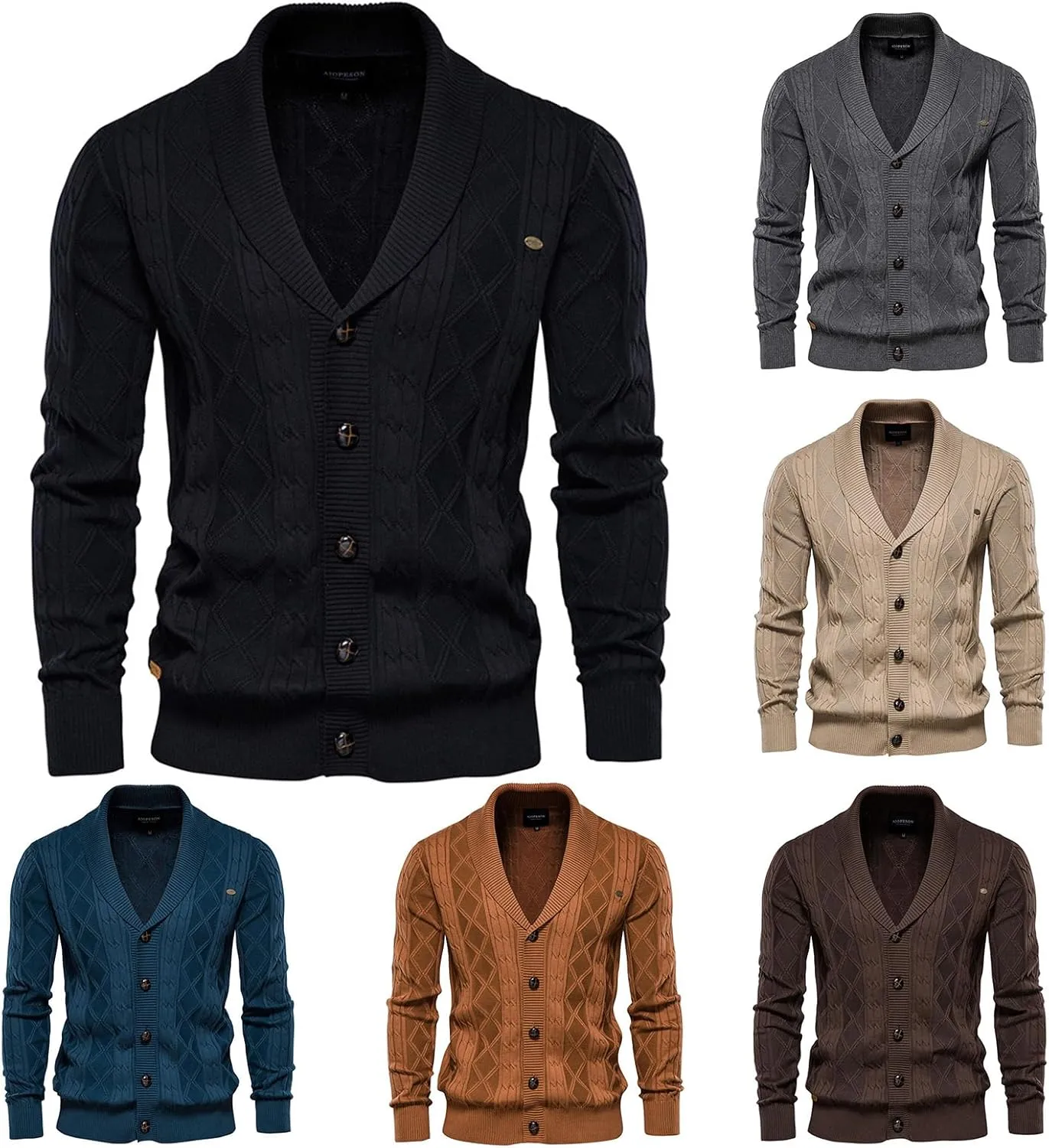 Men's Cardigan Sweaters V-Neck Button Down Sweaters Long Sleeve Cable Knited Coat Thicken Warm Fashion Coat Tops