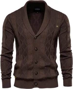 Men's Cardigan Sweaters V-Neck Button Down Sweaters Long Sleeve Cable Knited Coat Thicken Warm Fashion Coat Tops