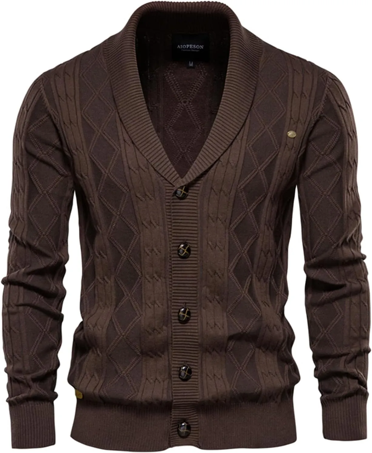 Men's Cardigan Sweaters V-Neck Button Down Sweaters Long Sleeve Cable Knited Coat Thicken Warm Fashion Coat Tops
