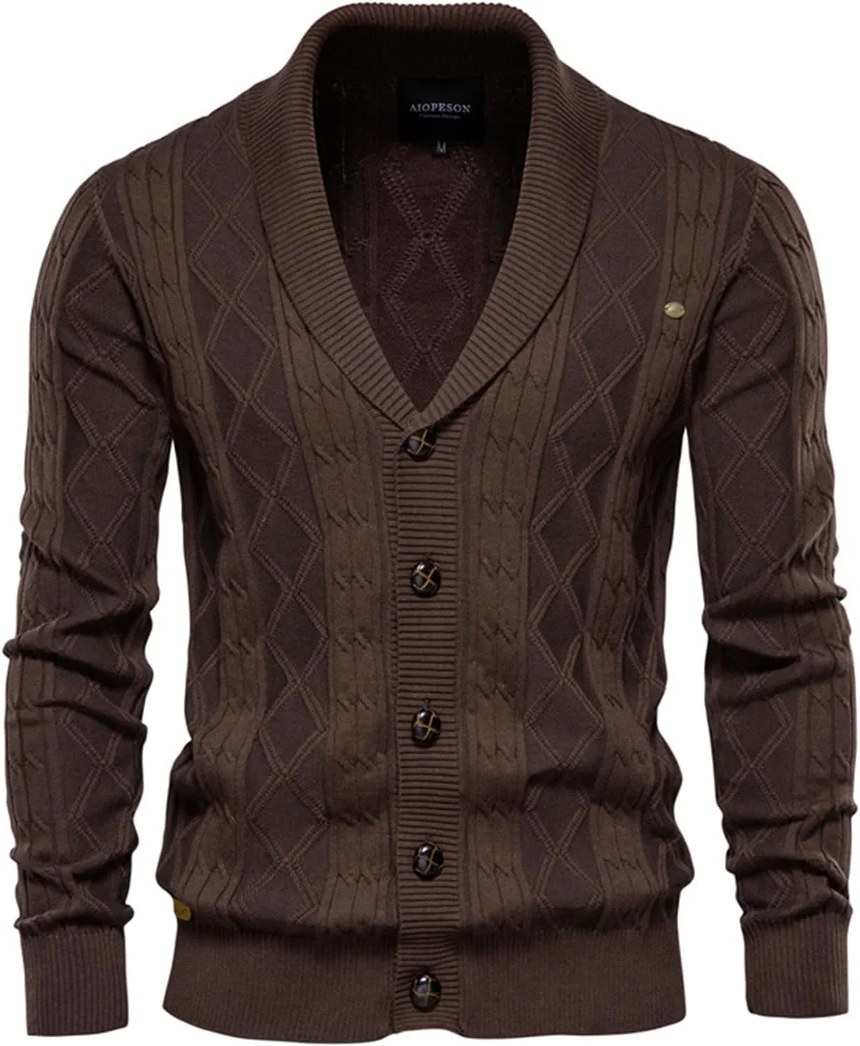 Men's Cardigan Sweaters V-Neck Button Down Sweaters Long Sleeve Cable Knited Coat Thicken Warm Fashion Coat Tops