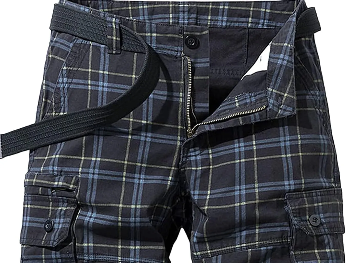 Men's Cargo Fashion Plaid Shorts Cargo Shorts No Belt Tactical Work Shorts Stretch Comfor Summer Outdoor Shorts