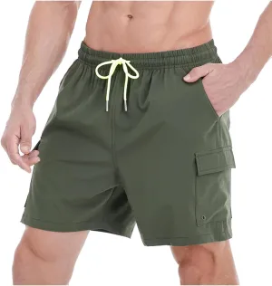 Mens Cargo Shorts Lightweight Quick Dry Work Hiking Shorts Elastic Waisted Summer Beach Shorts Casual Short Pants