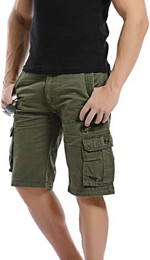 Mens Cargo Shorts Size 36 Short Cargo Pant Solid Splice Pocket Drawstring Shorts Fashion Solid Cargo Shorts for Men
