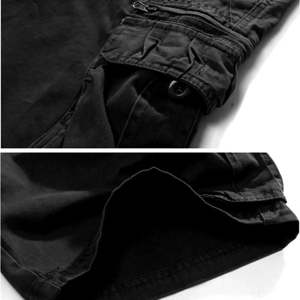 Mens Cargo Shorts Size 36 Short Cargo Pant Solid Splice Pocket Drawstring Shorts Fashion Solid Cargo Shorts for Men