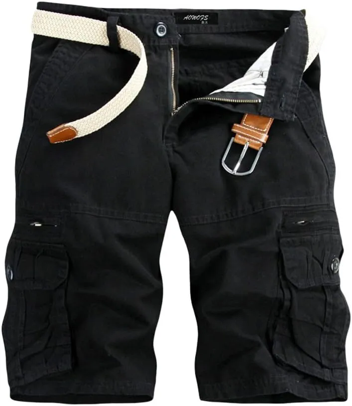 Mens Cargo Shorts Size 36 Short Cargo Pant Solid Splice Pocket Drawstring Shorts Fashion Solid Cargo Shorts for Men