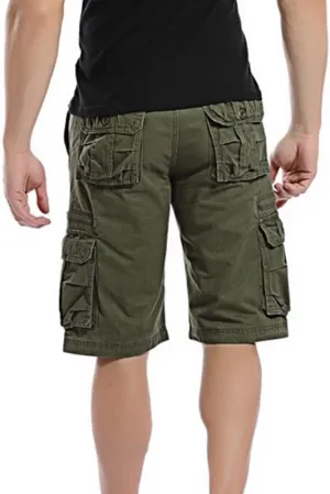 Mens Cargo Shorts Size 36 Short Cargo Pant Solid Splice Pocket Drawstring Shorts Fashion Solid Cargo Shorts for Men