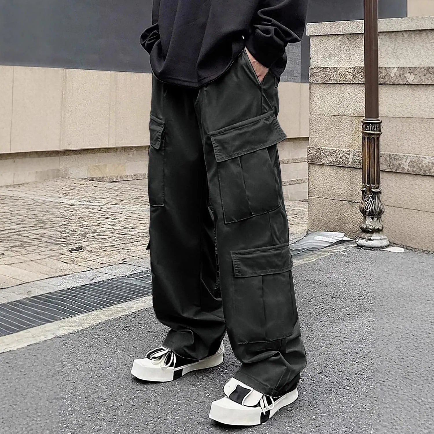 Mens Cargo Work Pants Relaxed Fit Tactical Ripstop Pants Baggy Stretch Camping Sweatpants Outdoor