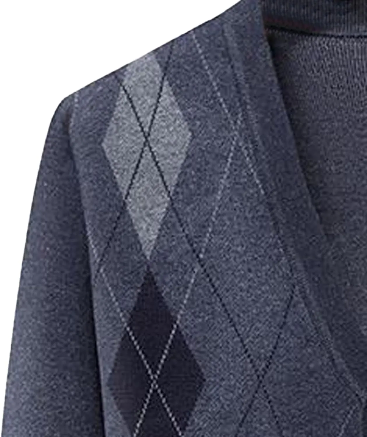 Men's Casual Argyle Cardigan Sweaters Button Up Wool Blend Jacket V Neck Soft Knitted Plaid Pockets Sweaters