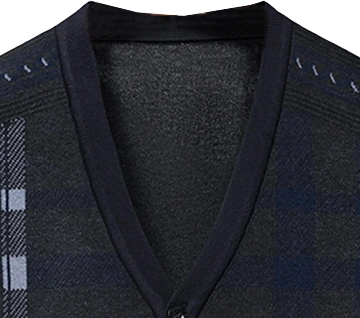 Men's Casual Argyle Cardigan Sweaters Button Up Wool Blend Jacket V Neck Soft Knitted Plaid Pockets Sweaters