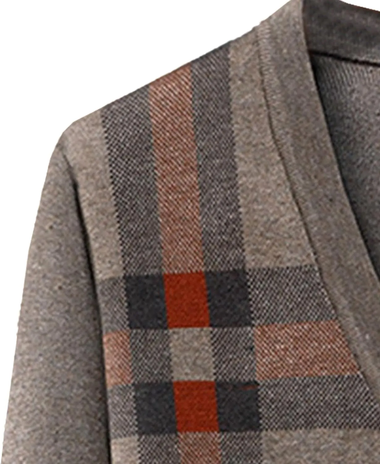 Men's Casual Argyle Cardigan Sweaters Button Up Wool Blend Jacket V Neck Soft Knitted Plaid Pockets Sweaters