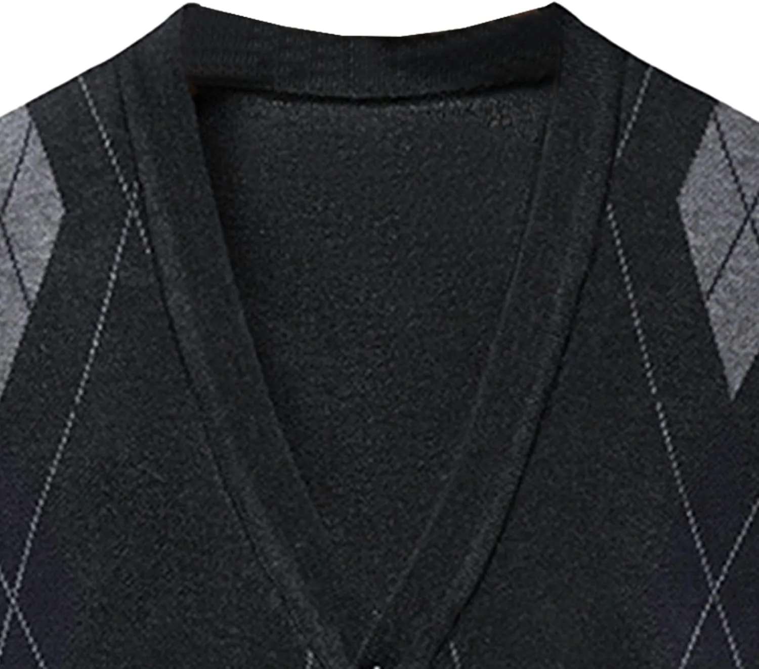 Men's Casual Argyle Cardigan Sweaters Button Up Wool Blend Jacket V Neck Soft Knitted Plaid Pockets Sweaters