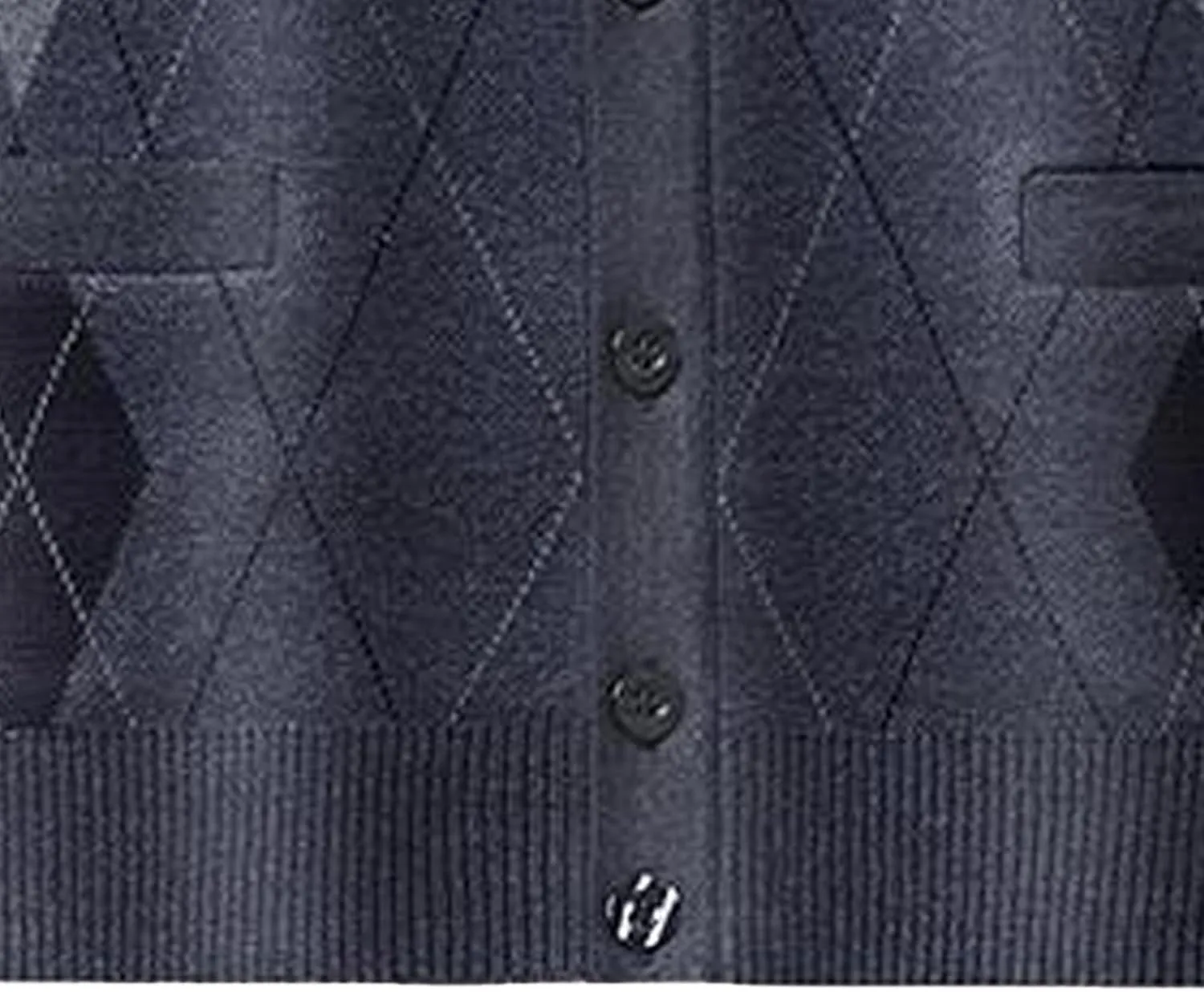 Men's Casual Argyle Cardigan Sweaters Button Up Wool Blend Jacket V Neck Soft Knitted Plaid Pockets Sweaters