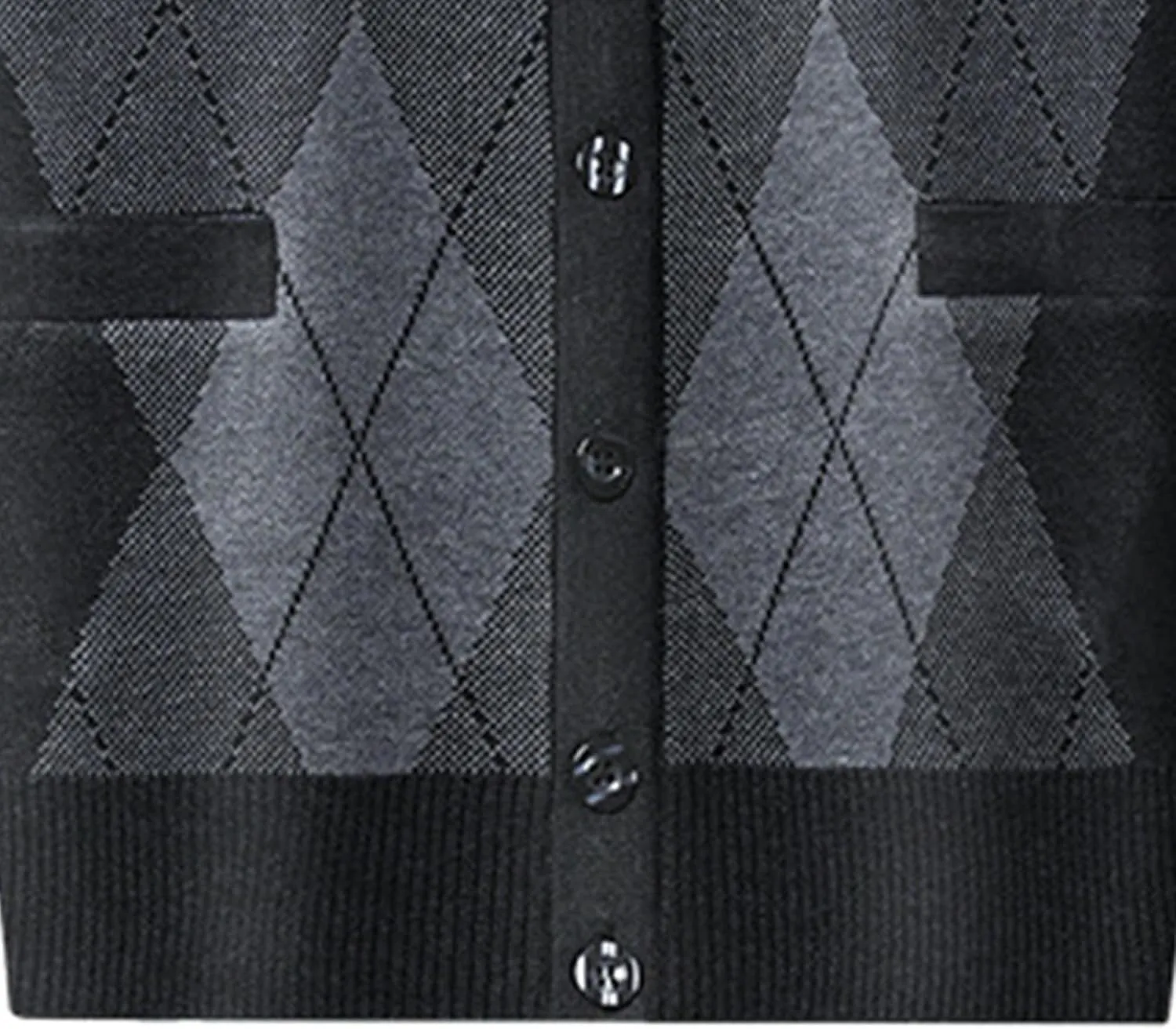 Men's Casual Argyle Cardigan Sweaters Button Up Wool Blend Jacket V Neck Soft Knitted Plaid Pockets Sweaters