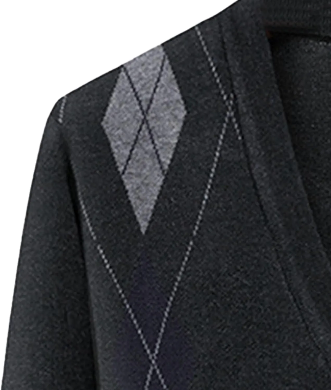 Men's Casual Argyle Cardigan Sweaters Button Up Wool Blend Jacket V Neck Soft Knitted Plaid Pockets Sweaters