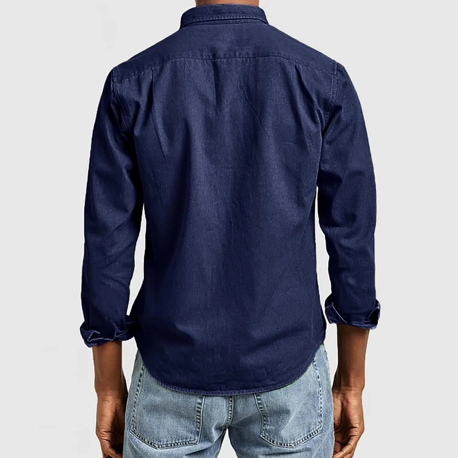 Mens Casual Button Down Shirts Slim Fit Solid Long Sleeve T Shirt Smart Gentleman Bussiness Work Golf Blouse Tees