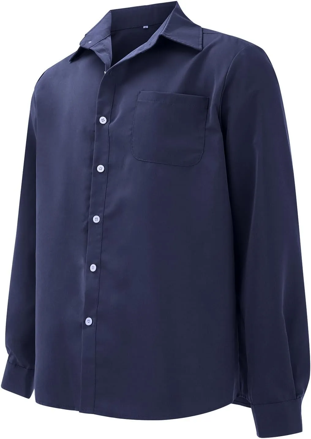 Mens Casual Button Down Shirts Slim Fit Solid Long Sleeve T Shirt Smart Gentleman Bussiness Work Golf Blouse Tees