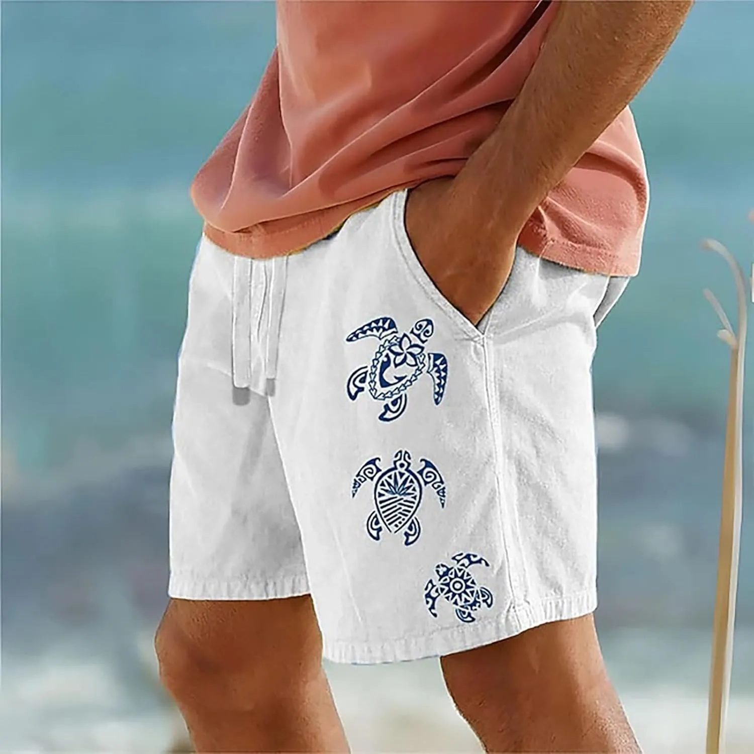 Mens Casual Shorts Fashionable Casual Shorts Solid and Men's Pants Cargo Shorts Men Bird Dogs Short Men Linen Shorts
