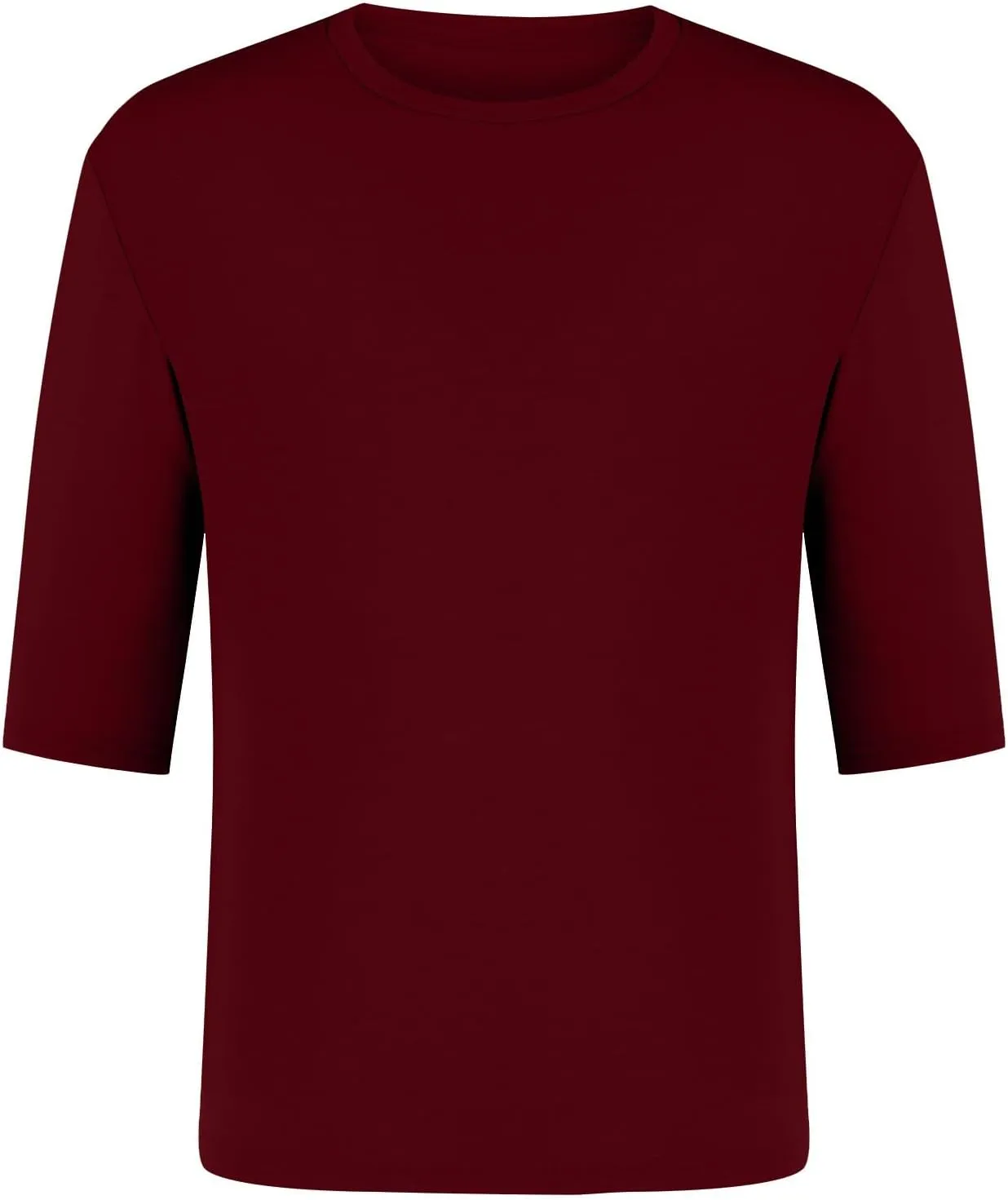 Men's Casual T-Shirts 3/4 Sleeve Crew Neck Athletic Gym Tees Stretch Slim Solid Baggy Sport Fitness Workout Shirts