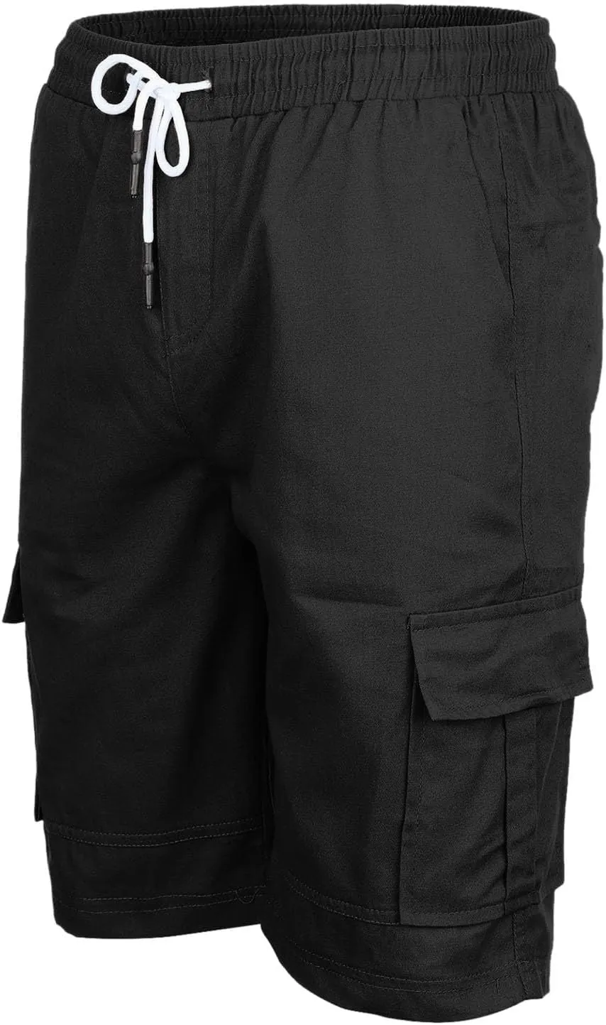Mens Casual Twill Cargo Shorts Cotton Drawstring Classic Cargo Stretch Short with 6 Pockets Drawstring Shorts Cargo Shorts