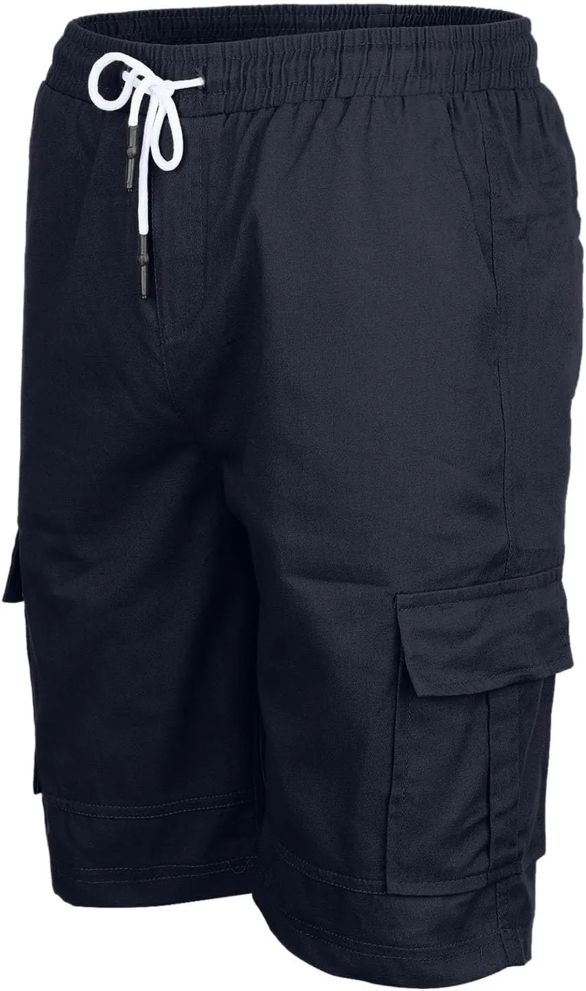 Mens Casual Twill Cargo Shorts Cotton Drawstring Classic Cargo Stretch Short with 6 Pockets Drawstring Shorts Cargo Shorts
