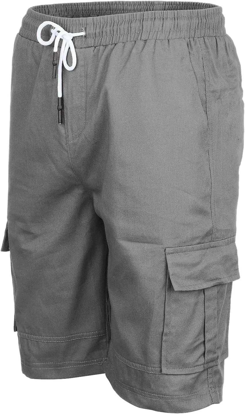 Mens Casual Twill Cargo Shorts Cotton Drawstring Classic Cargo Stretch Short with 6 Pockets Drawstring Shorts Cargo Shorts