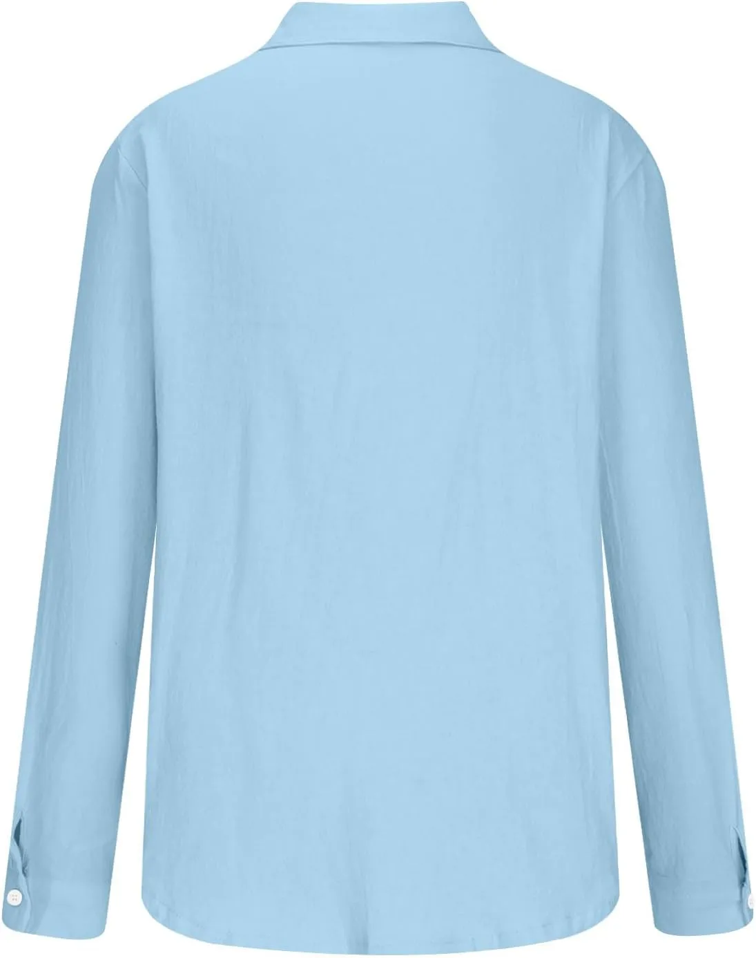 Men's Cotton Linen Long Sleeve Shirt V Neck Casual Button Down Blouse Solid Color Loose Tops Comfy Lightweight Tee