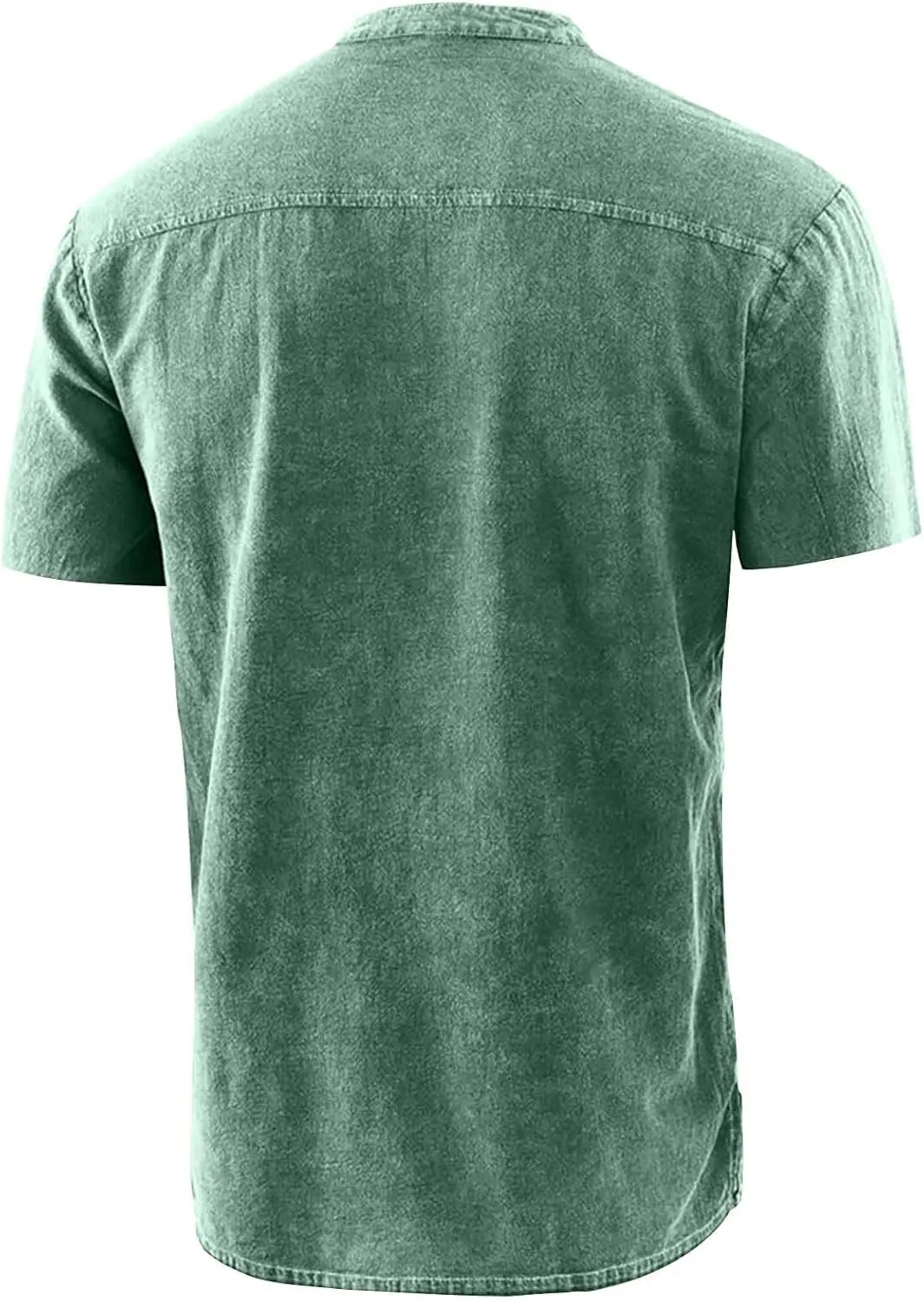 Men's Cotton Linen T-Shirts Short Sleeve V Neck Lace Up Henley Shirts Retro Notch Neck Pullover Shirt Sport Undershirt